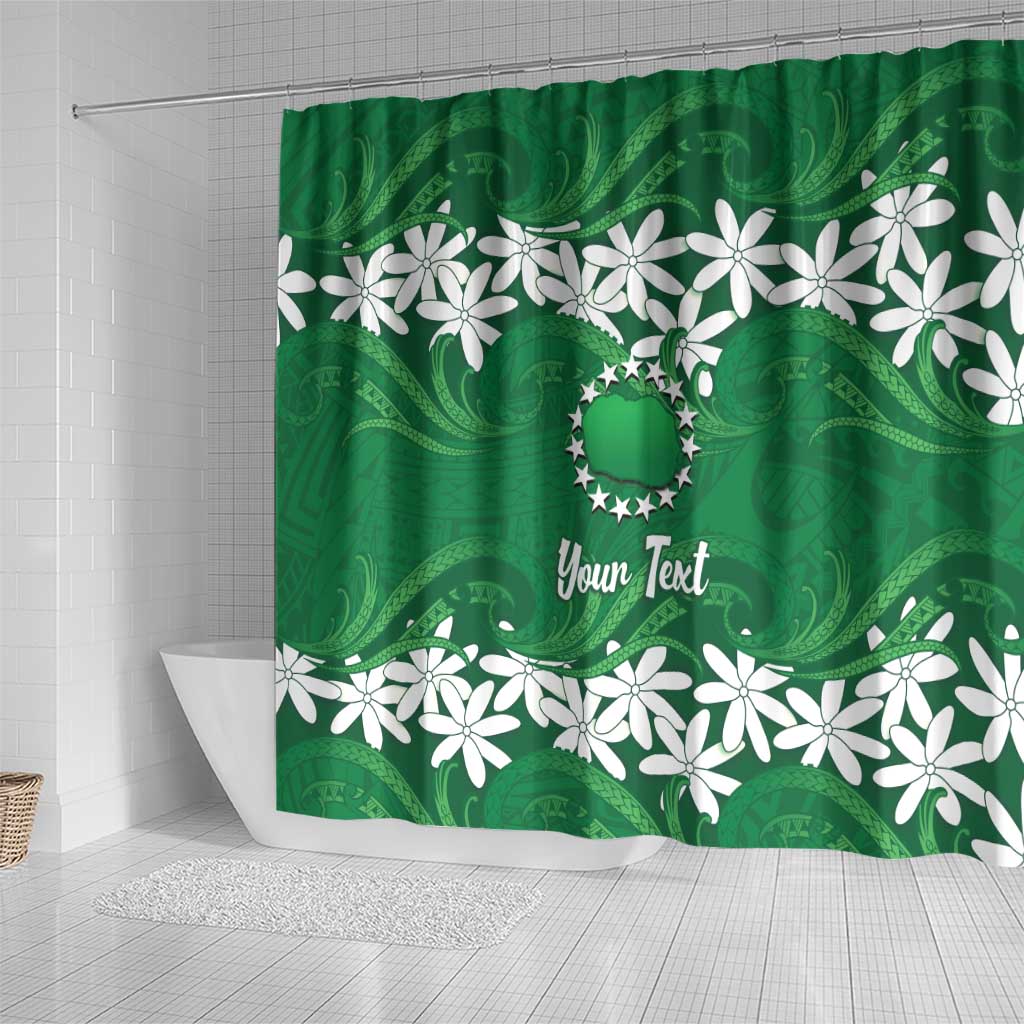 Personalised Cook Islands Rarotonga Shower Curtain Tiare Maori Polynesian Waves Tattoo LT14 - Polynesian Pride
