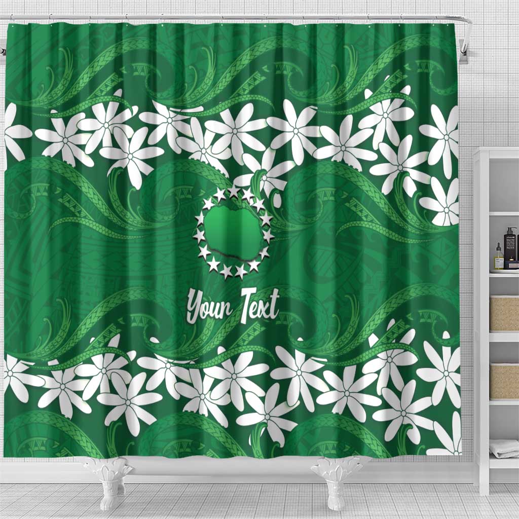 Personalised Cook Islands Rarotonga Shower Curtain Tiare Maori Polynesian Waves Tattoo LT14 - Polynesian Pride
