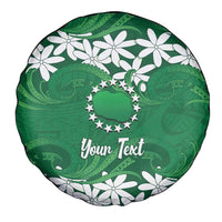 Personalised Cook Islands Rarotonga Spare Tire Cover Tiare Maori Polynesian Waves Tattoo