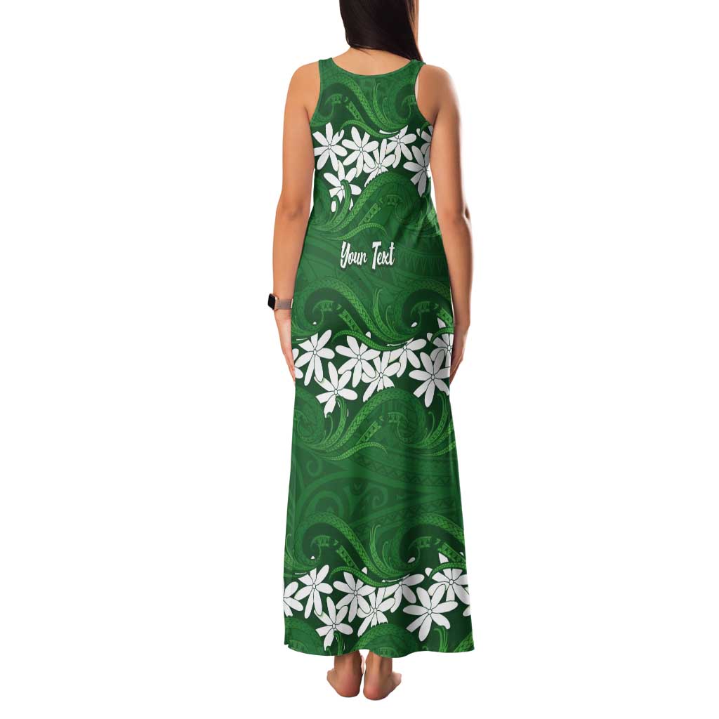 Personalised Cook Islands Rarotonga Tank Maxi Dress Tiare Maori Polynesian Waves Tattoo