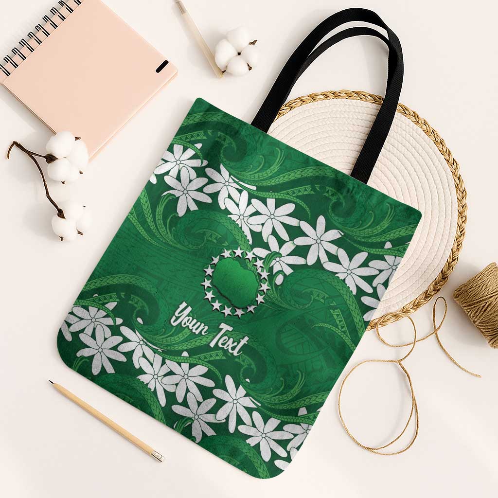 Personalised Cook Islands Rarotonga Tote Bag Tiare Maori Polynesian Waves Tattoo