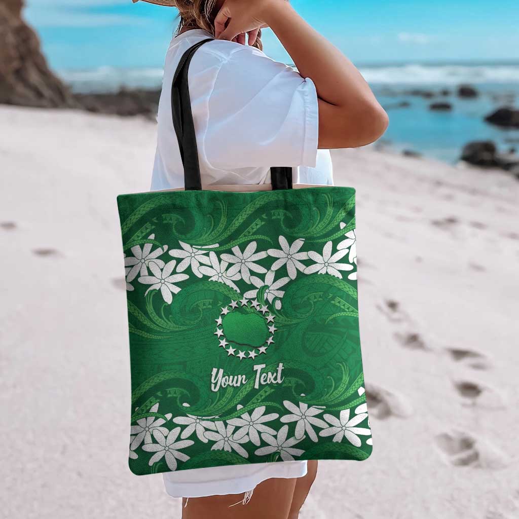 Personalised Cook Islands Rarotonga Tote Bag Tiare Maori Polynesian Waves Tattoo