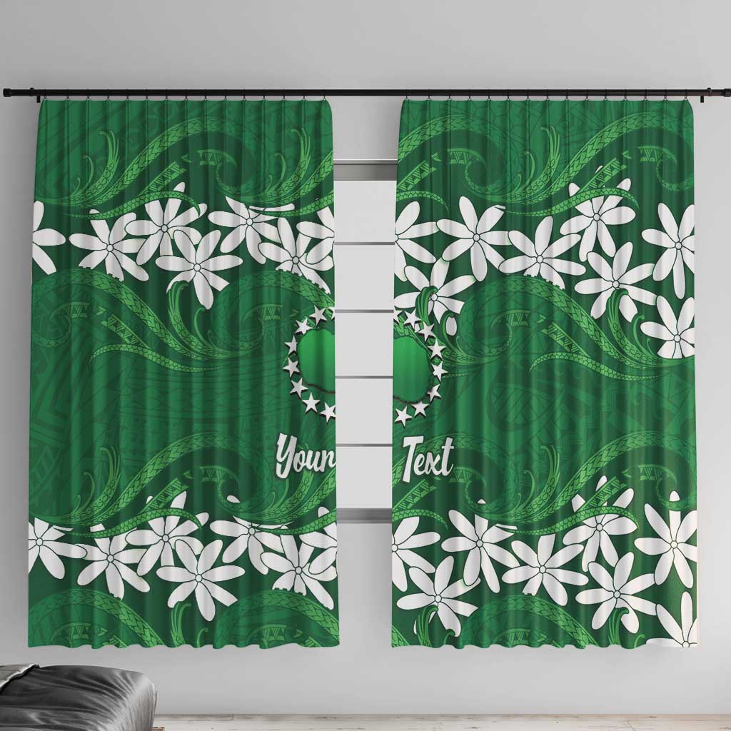Personalised Cook Islands Rarotonga Window Curtain Tiare Maori Polynesian Waves Tattoo