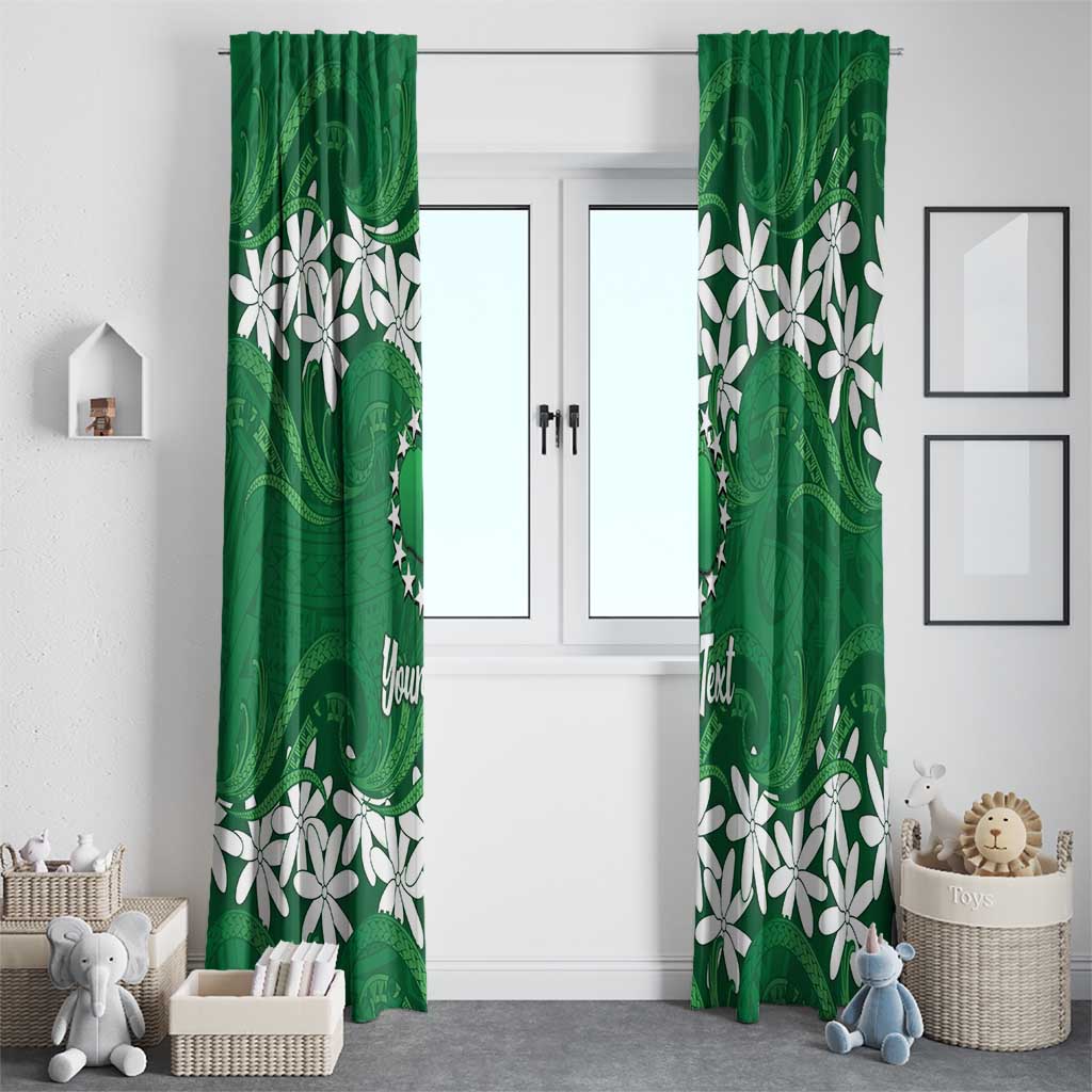 Personalised Cook Islands Rarotonga Window Curtain Tiare Maori Polynesian Waves Tattoo