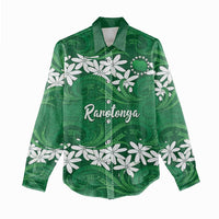 Personalised Cook Islands Rarotonga Women Casual Shirt Tiare Maori Polynesian Waves Tattoo LT14 - Polynesian Pride