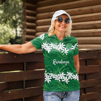 Personalised Cook Islands Rarotonga Women Polo Shirt Tiare Maori Polynesian Waves Tattoo LT14 - Polynesian Pride
