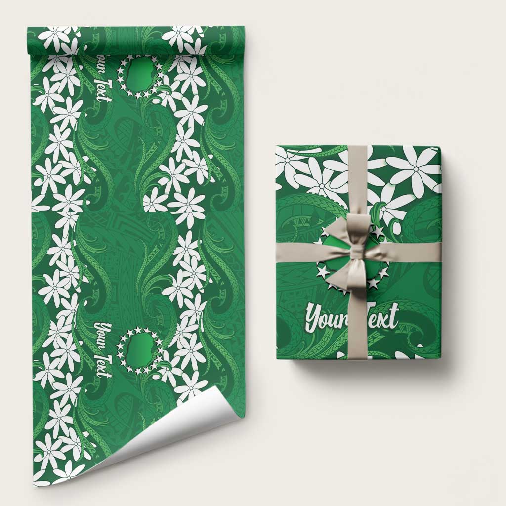 Personalised Cook Islands Rarotonga Wrapping Paper Tiare Maori Polynesian Waves Tattoo