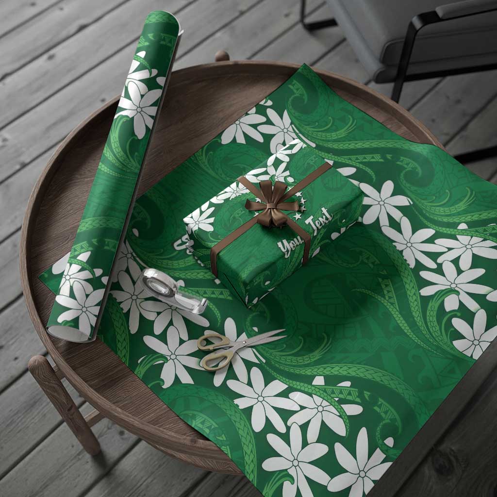 Personalised Cook Islands Rarotonga Wrapping Paper Tiare Maori Polynesian Waves Tattoo