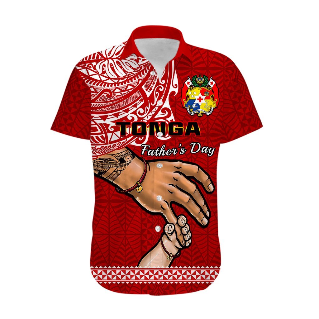 Tonga Fathers Day Hawaiian Shirt Red Tongan Ngatu I Love You Dad LT14 - Polynesian Pride