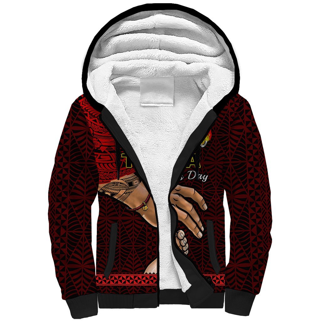 (Custom Personalised) Tonga Fathers Day Sherpa Hoodie Black Tongan Ngatu I Love You Dad LT14 Unisex Black - Polynesian Pride