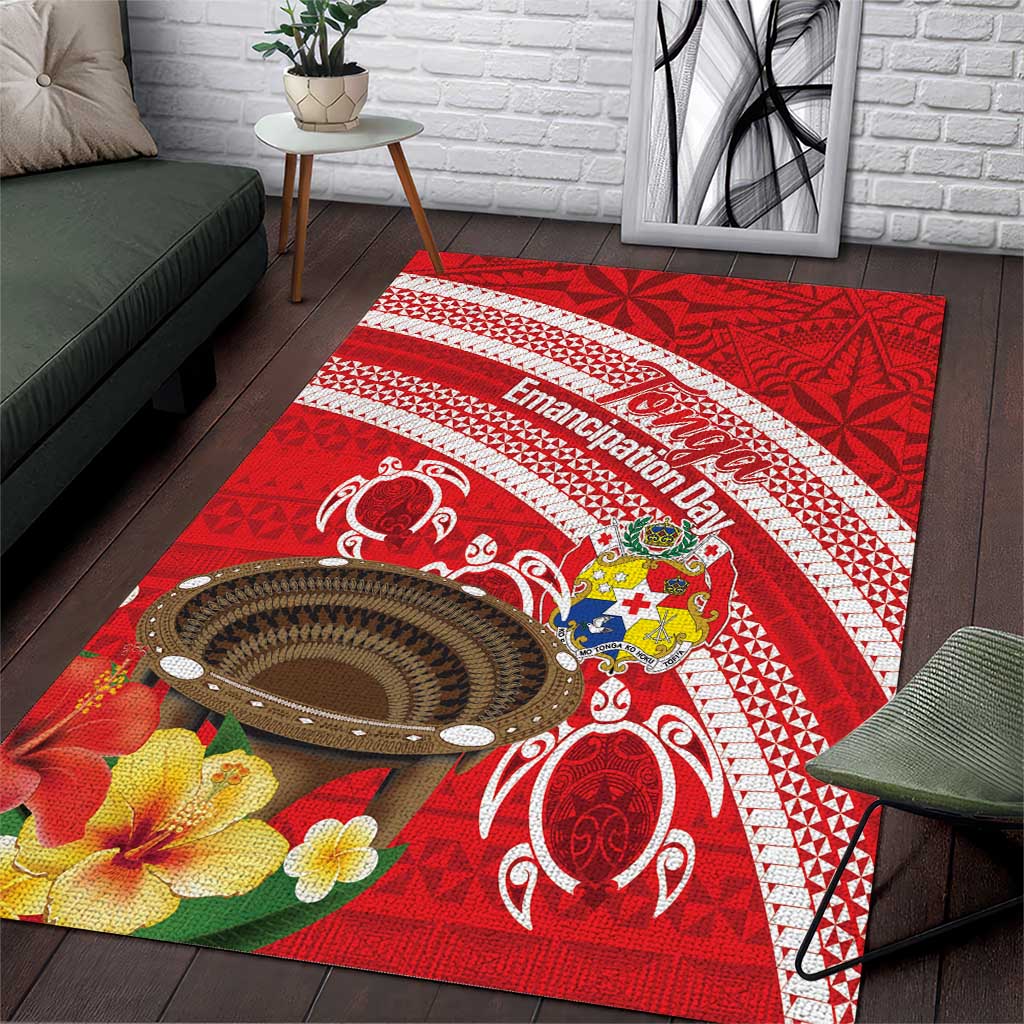 Kingdom Of Tonga Emancipation Day Area Rug Tongan Ngatu With Kumete Red