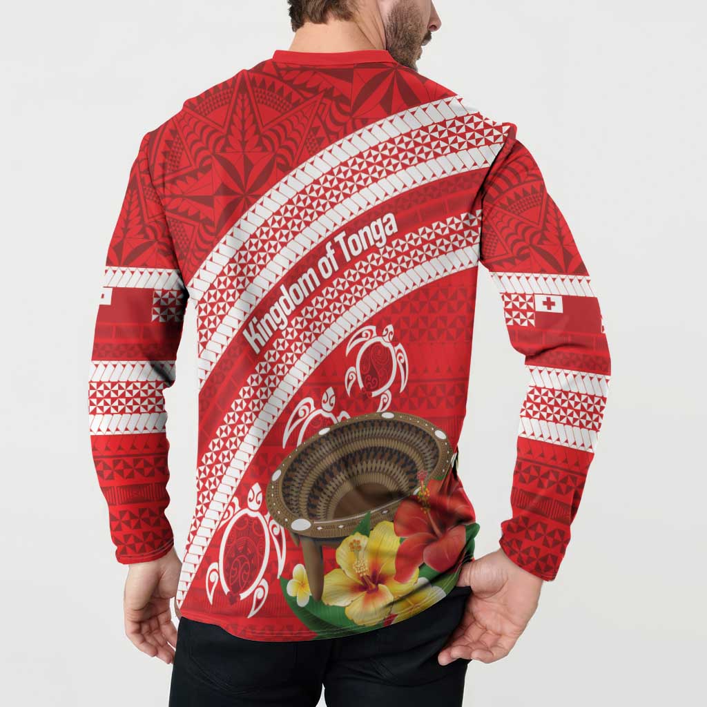 Kingdom Of Tonga Emancipation Day Button Sweatshirt Tongan Ngatu With Kumete Red