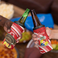 Kingdom Of Tonga Emancipation Day 4 in 1 Can Cooler Tumbler Tongan Ngatu With Kumete Red