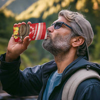 Kingdom Of Tonga Emancipation Day 4 in 1 Can Cooler Tumbler Tongan Ngatu With Kumete Red