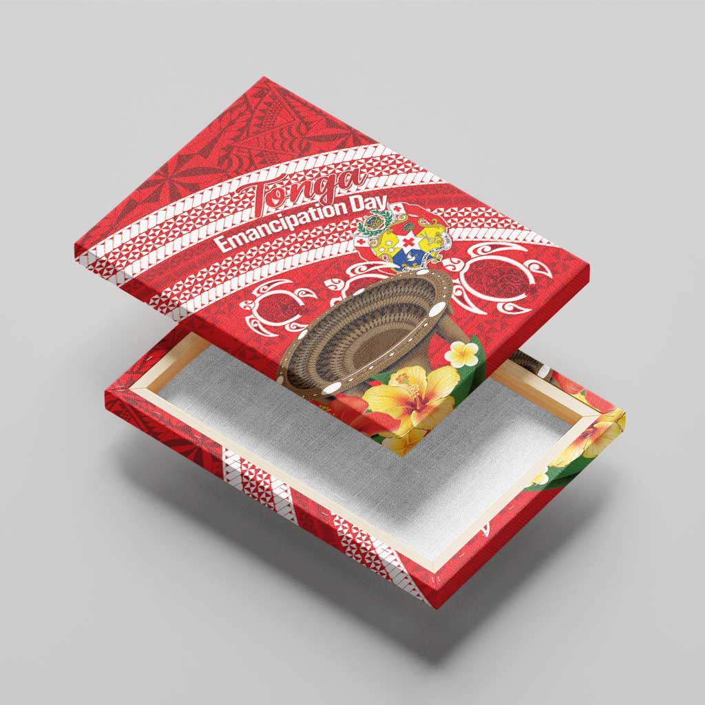 Kingdom Of Tonga Emancipation Day Canvas Wall Art Tongan Ngatu With Kumete Red