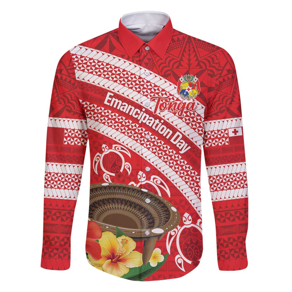 Kingdom Of Tonga Emancipation Day Family Matching Off Shoulder Short Dress and Hawaiian Shirt Tongan Ngatu With Kumete Red