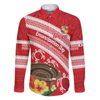 Kingdom Of Tonga Emancipation Day Family Matching Puletasi and Hawaiian Shirt Tongan Ngatu With Kumete Red