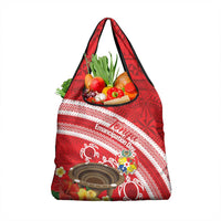 Kingdom Of Tonga Emancipation Day Grocery Bag Tongan Ngatu With Kumete Red