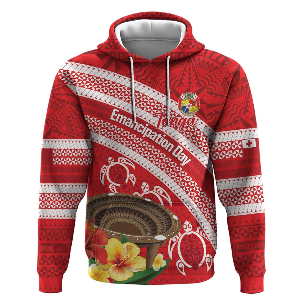 Kingdom Of Tonga Emancipation Day Hoodie Tongan Ngatu With Kumete Red