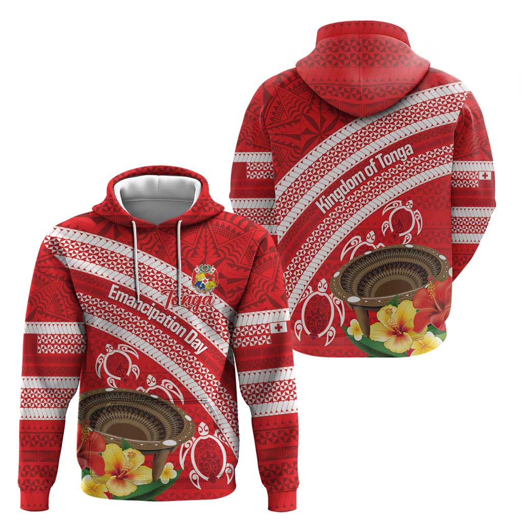 Kingdom Of Tonga Emancipation Day Hoodie Tongan Ngatu With Kumete Red