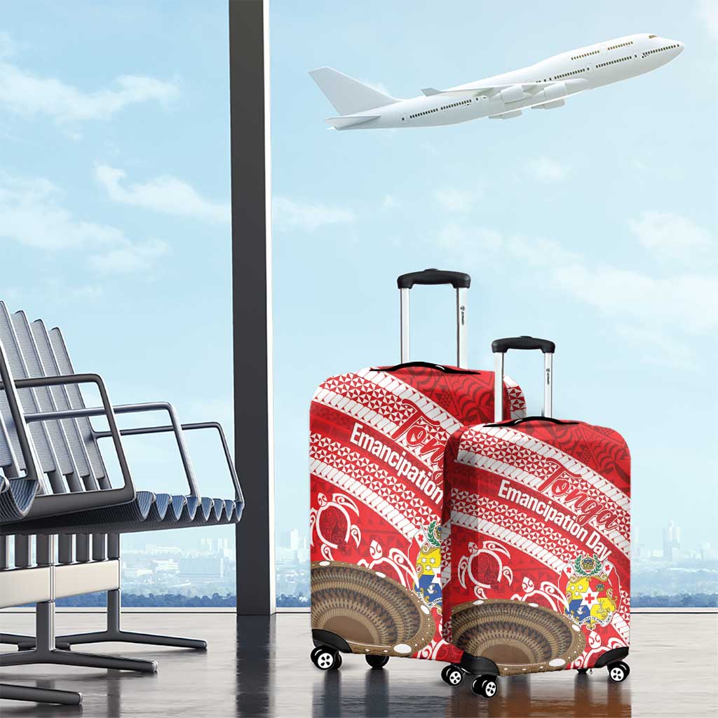 Kingdom Of Tonga Emancipation Day Luggage Cover Tongan Ngatu With Kumete Red