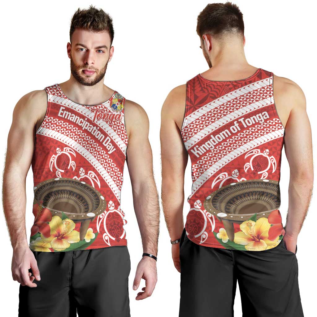 Kingdom Of Tonga Emancipation Day Men Tank Top Tongan Ngatu With Kumete Red