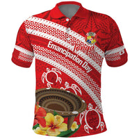 Kingdom Of Tonga Emancipation Day Polo Shirt Tongan Ngatu With Kumete Red LT14 Red - Polynesian Pride