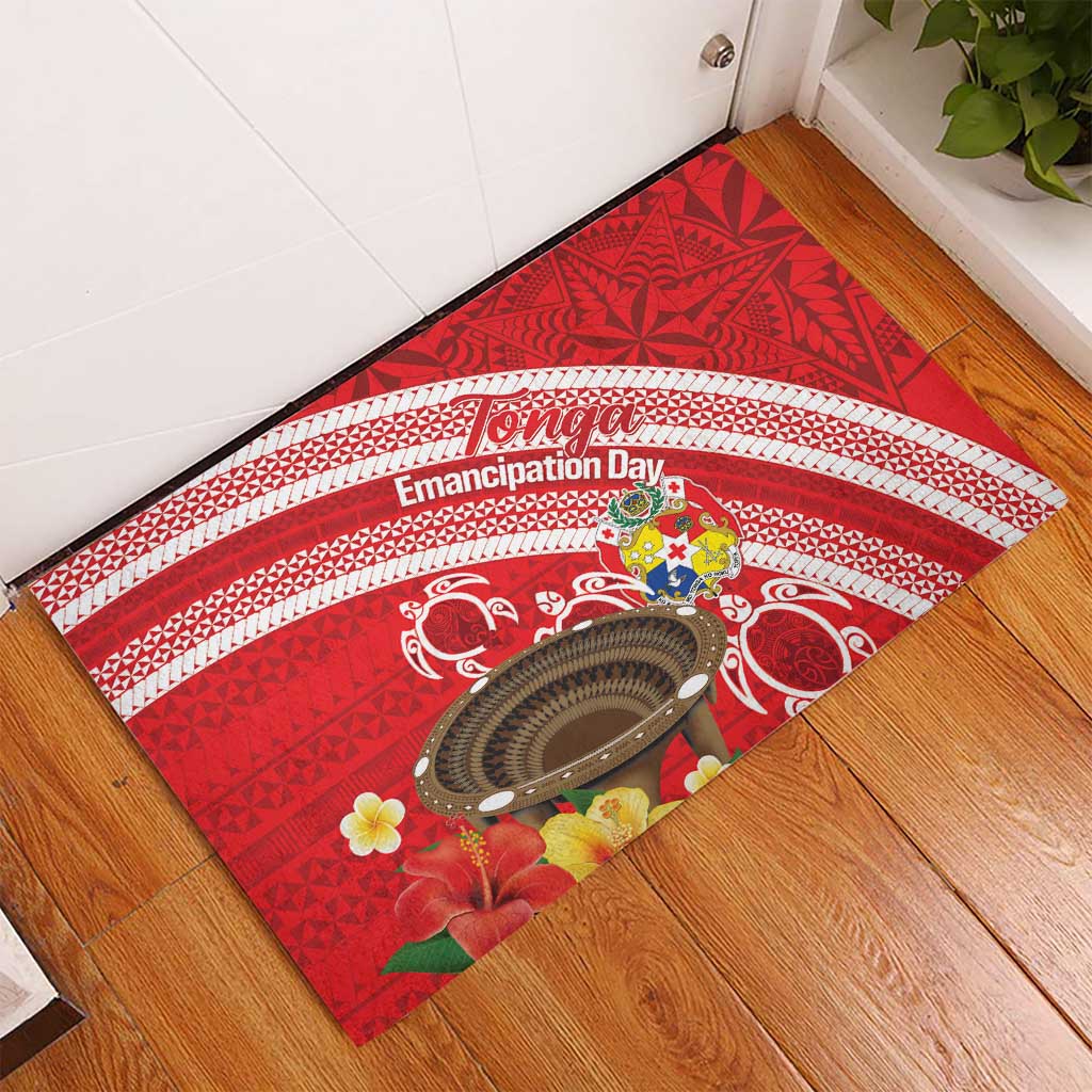 Kingdom Of Tonga Emancipation Day Rubber Doormat Tongan Ngatu With Kumete Red