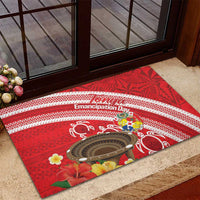 Kingdom Of Tonga Emancipation Day Rubber Doormat Tongan Ngatu With Kumete Red