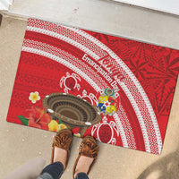 Kingdom Of Tonga Emancipation Day Rubber Doormat Tongan Ngatu With Kumete Red