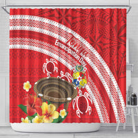 Kingdom Of Tonga Emancipation Day Shower Curtain Tongan Ngatu With Kumete Red