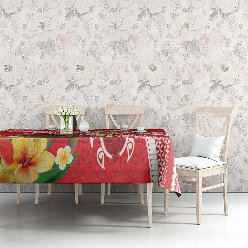 Kingdom Of Tonga Emancipation Day Tablecloth Tongan Ngatu With Kumete Red