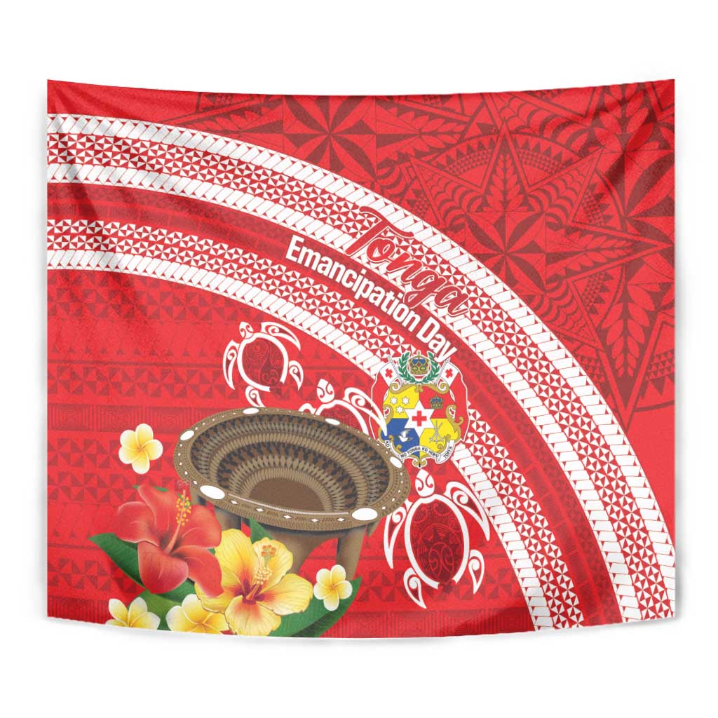 Kingdom Of Tonga Emancipation Day Tapestry Tongan Ngatu With Kumete Red