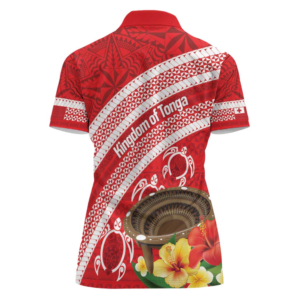Kingdom Of Tonga Emancipation Day Women Polo Shirt Tongan Ngatu With Kumete Red