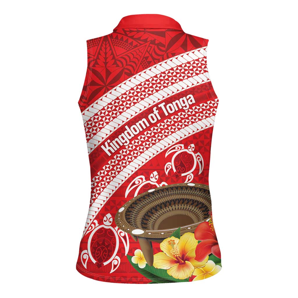 Kingdom Of Tonga Emancipation Day Women Sleeveless Polo Shirt Tongan Ngatu With Kumete Red