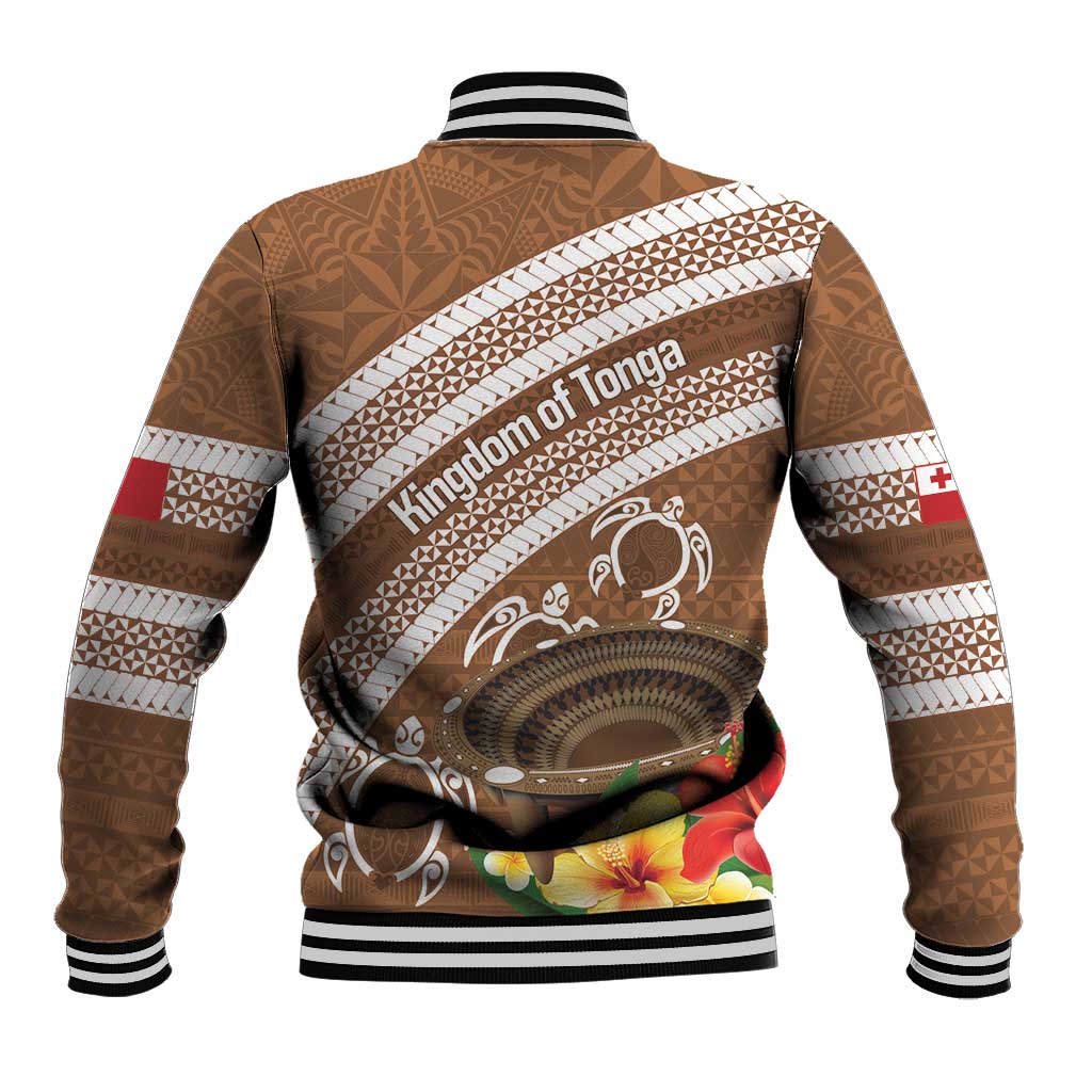 Kingdom Of Tonga Emancipation Day Baseball Jacket Tongan Ngatu With Kumete Brown