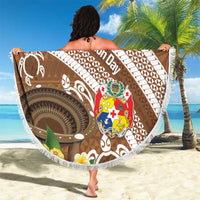 Kingdom Of Tonga Emancipation Day Beach Blanket Tongan Ngatu With Kumete Brown