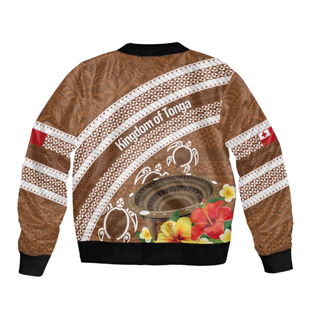 Kingdom Of Tonga Emancipation Day Bomber Jacket Tongan Ngatu With Kumete Brown
