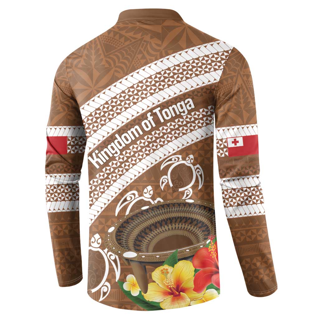 Kingdom Of Tonga Emancipation Day Button Sweatshirt Tongan Ngatu With Kumete Brown
