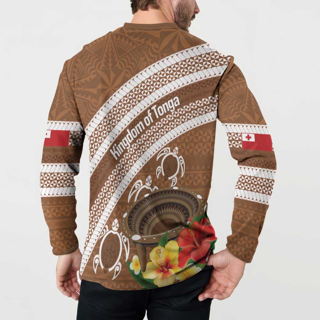 Kingdom Of Tonga Emancipation Day Button Sweatshirt Tongan Ngatu With Kumete Brown
