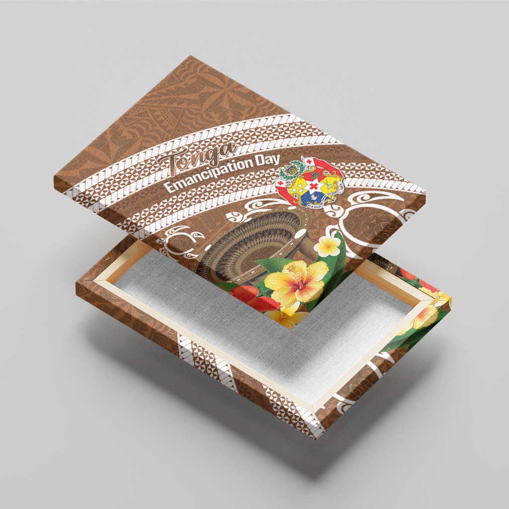 Kingdom Of Tonga Emancipation Day Canvas Wall Art Tongan Ngatu With Kumete Brown