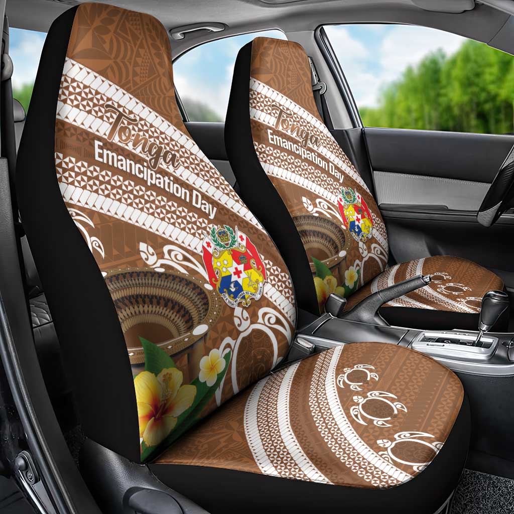 Kingdom Of Tonga Emancipation Day Car Seat Cover Tongan Ngatu With Kumete Brown