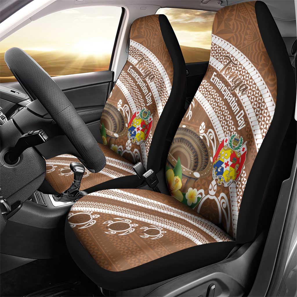 Kingdom Of Tonga Emancipation Day Car Seat Cover Tongan Ngatu With Kumete Brown