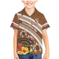 Kingdom Of Tonga Emancipation Day Family Matching Mermaid Dress and Hawaiian Shirt Tongan Ngatu With Kumete Brown