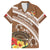 Kingdom Of Tonga Emancipation Day Family Matching Off The Shoulder Long Sleeve Dress and Hawaiian Shirt Tongan Ngatu With Kumete Brown