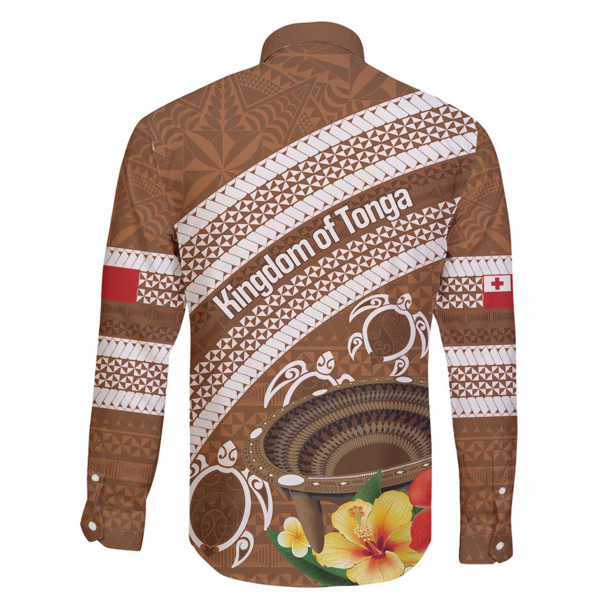 Kingdom Of Tonga Emancipation Day Family Matching Off The Shoulder Long Sleeve Dress and Hawaiian Shirt Tongan Ngatu With Kumete Brown