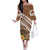 Kingdom Of Tonga Emancipation Day Family Matching Off The Shoulder Long Sleeve Dress and Hawaiian Shirt Tongan Ngatu With Kumete Brown