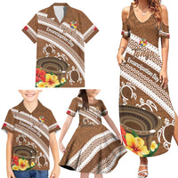 Kingdom Of Tonga Emancipation Day Family Matching Summer Maxi Dress and Hawaiian Shirt Tongan Ngatu With Kumete Brown