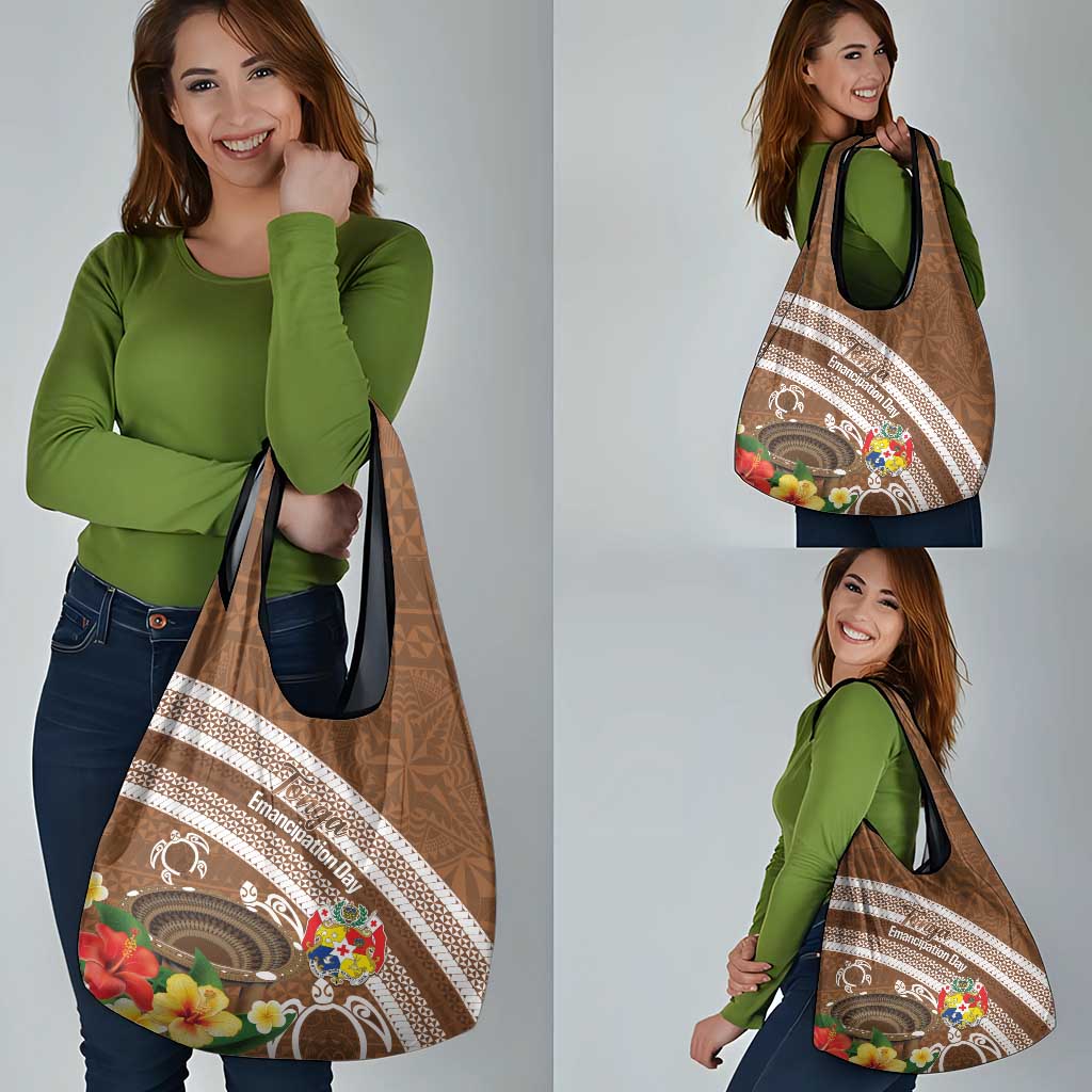 Kingdom Of Tonga Emancipation Day Grocery Bag Tongan Ngatu With Kumete Brown