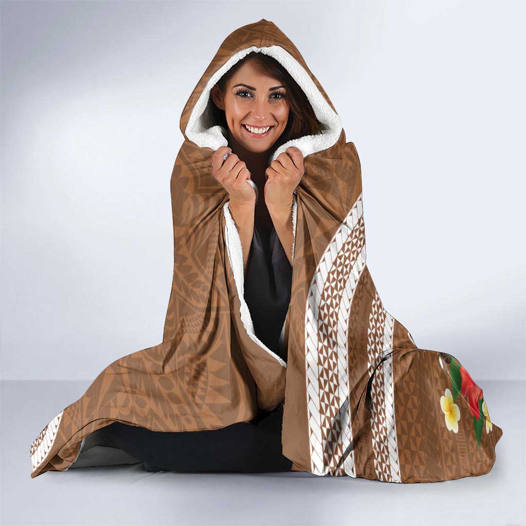 Kingdom Of Tonga Emancipation Day Hooded Blanket Tongan Ngatu With Kumete Brown
